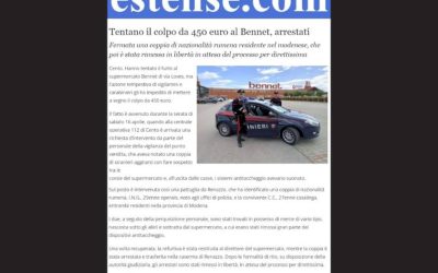 Tentativo di furto al supermercato Bennet di Cento sventato da una Guardia Giurata di Top Secret Vigilanza